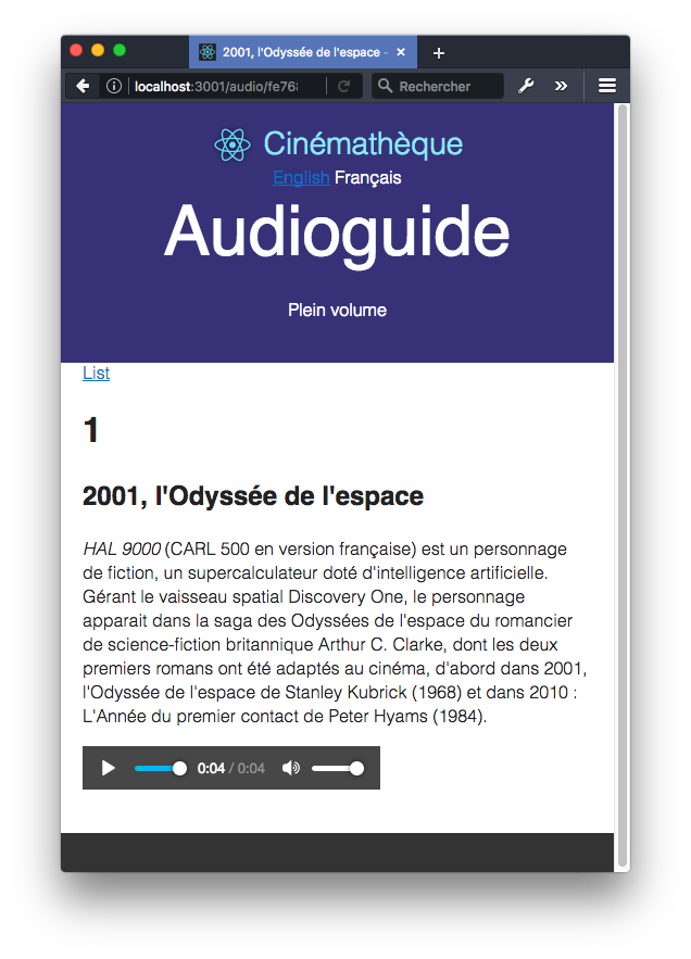 React Audioguide detail